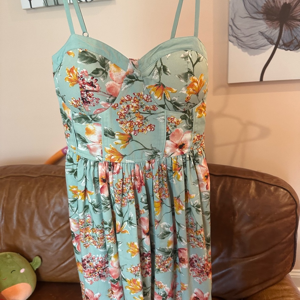 Floral Print Dress with Spaghetti Straps